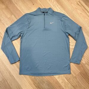 Nike Shirt Element Dri-FIT Pullover Men's L Blue 1/4 Zip Running Long Sleeve